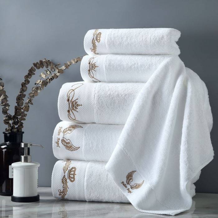 Custom Broderie Hotel Blan Sèvyèt